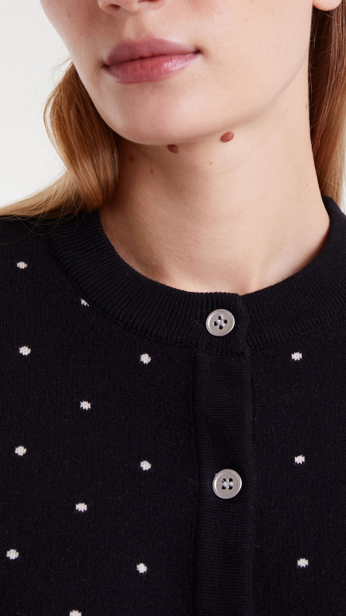 Cárdigan jacquard con mini puntos blanco