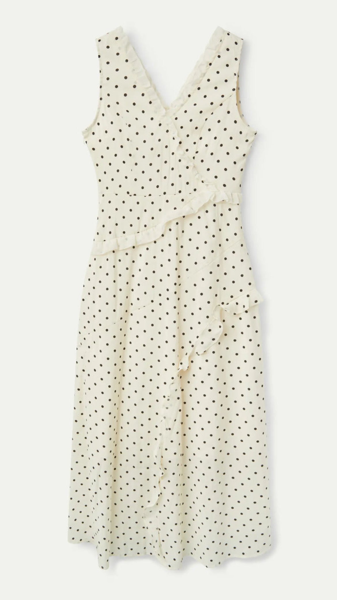 Vestido largo volantes lunares blanco