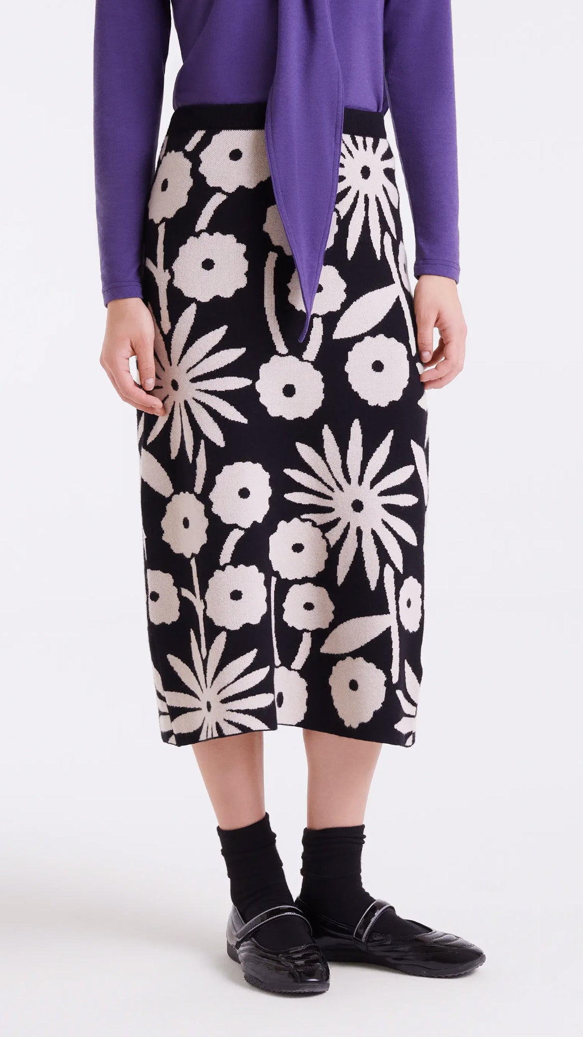 Falda midi jacquard con estampado Tofu