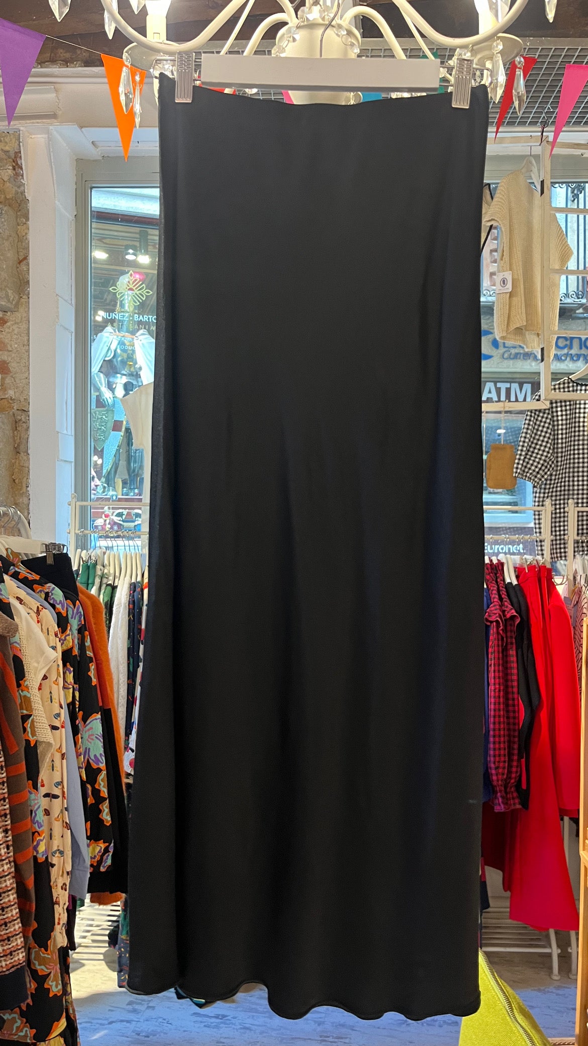 Black satin skirt