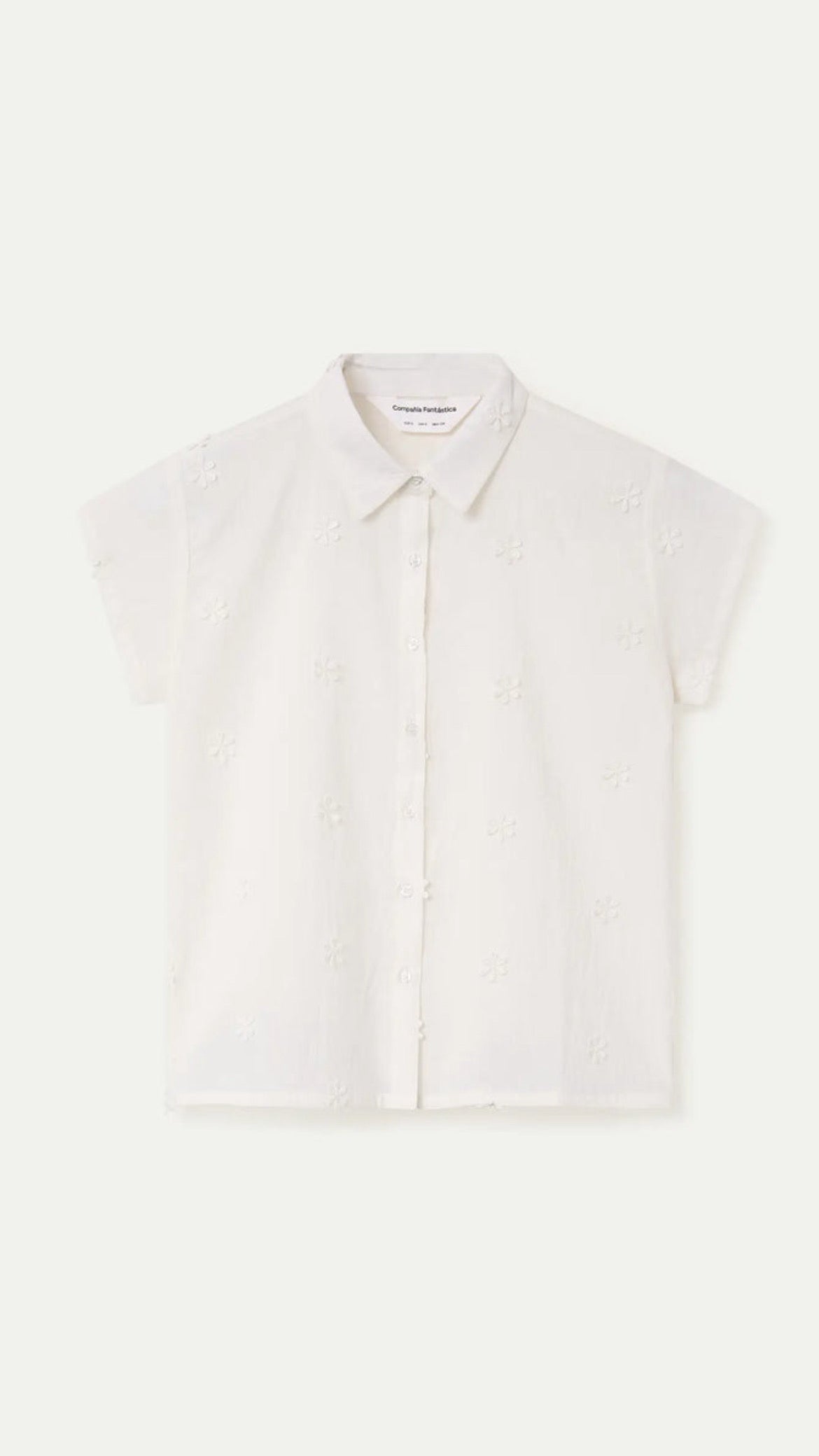 Camisa 100% algodón blanco con bordado floral