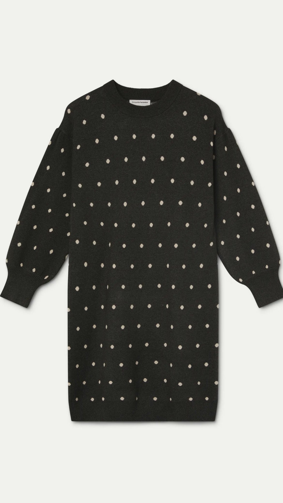 Vestido corto verde con estampado de puntos blancos pequeños