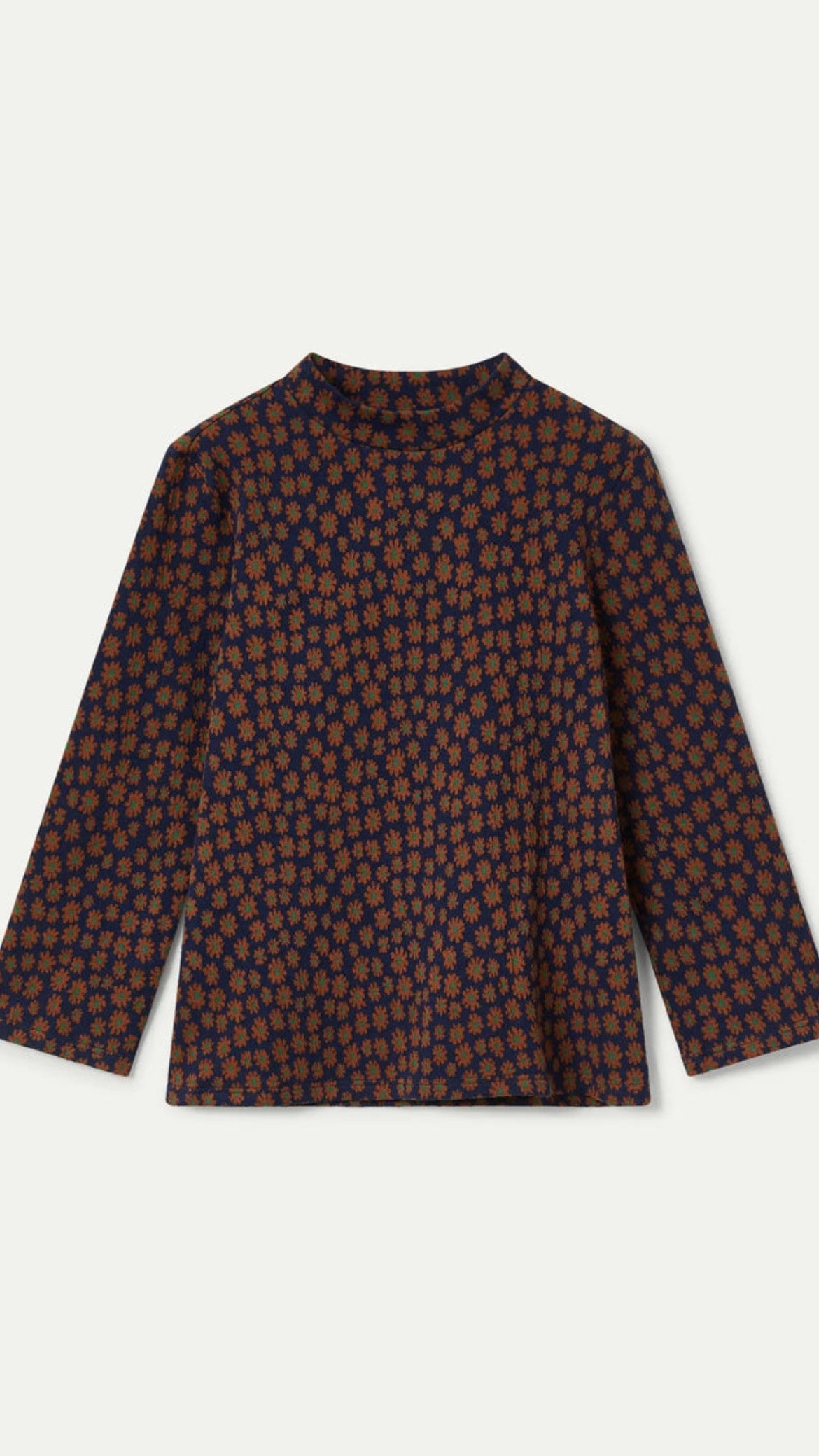 Top de punto jacquard con estampado floral azul