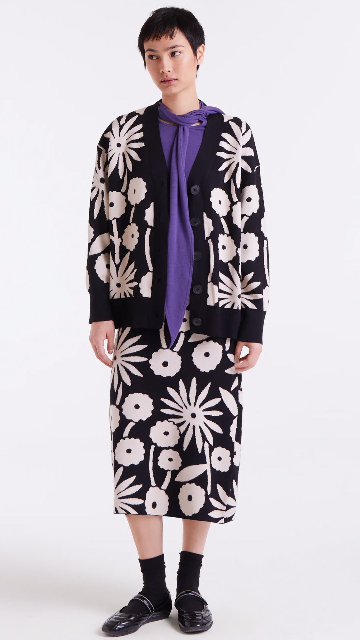Falda midi jacquard con estampado Tofu