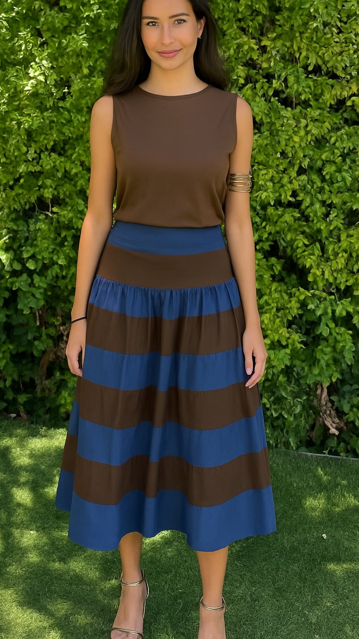 Falda Mónaco - Rayas Marrones y Azules