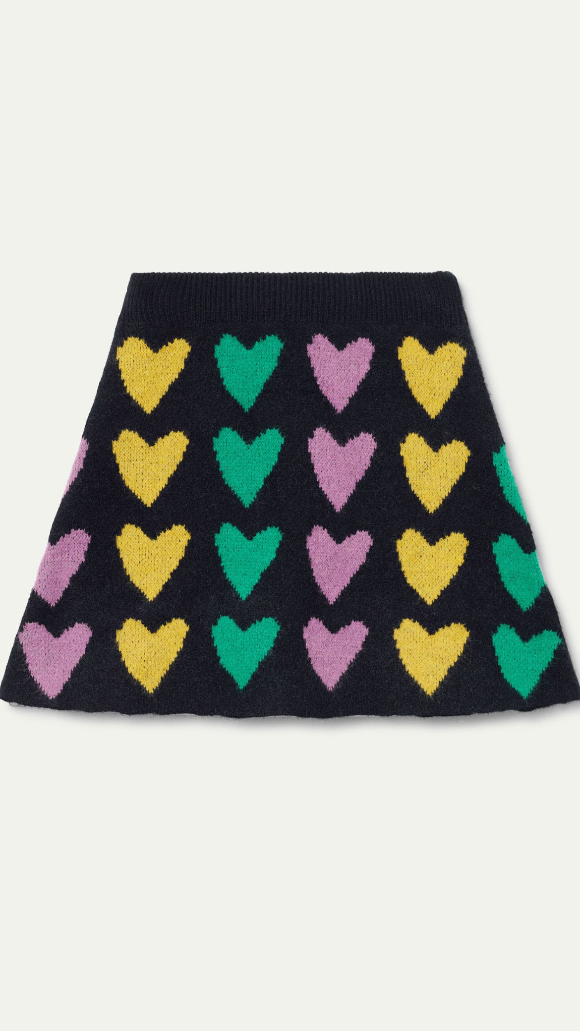 Falda corta de punto jacquard con estampado cupido lines