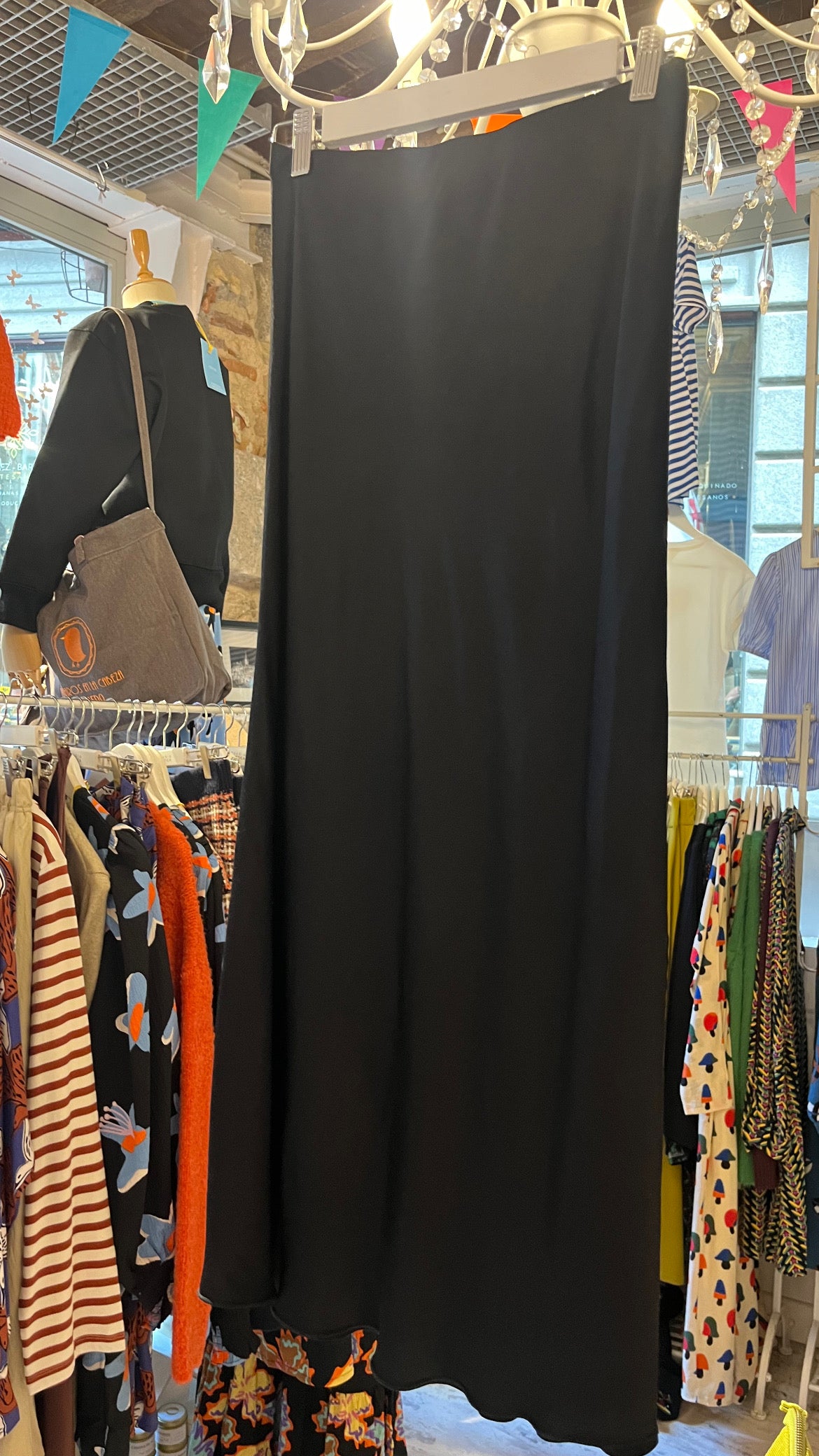 Black satin skirt