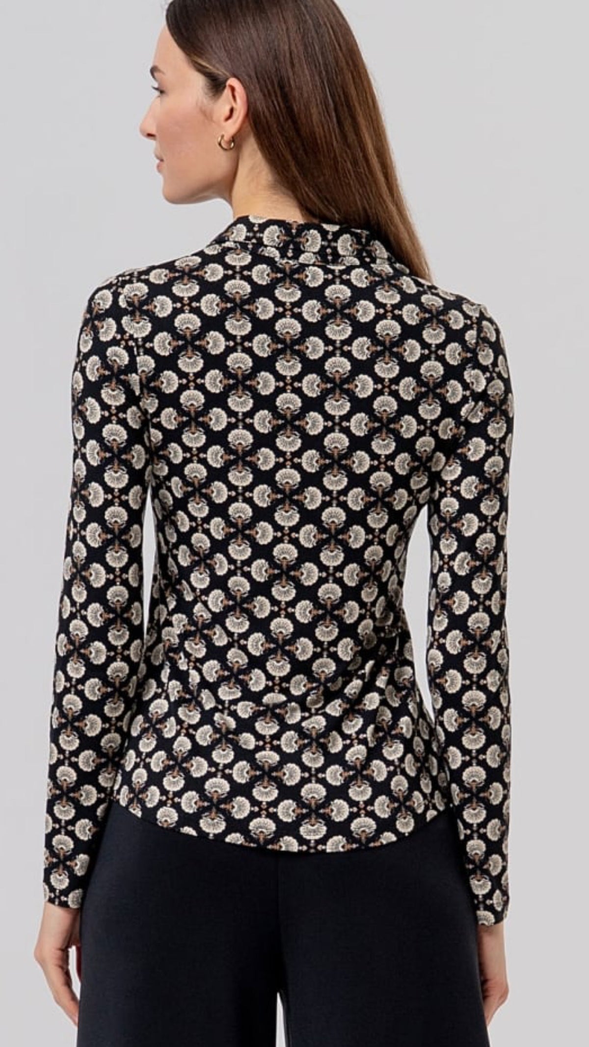 Camisa de manga larga estampada Negro