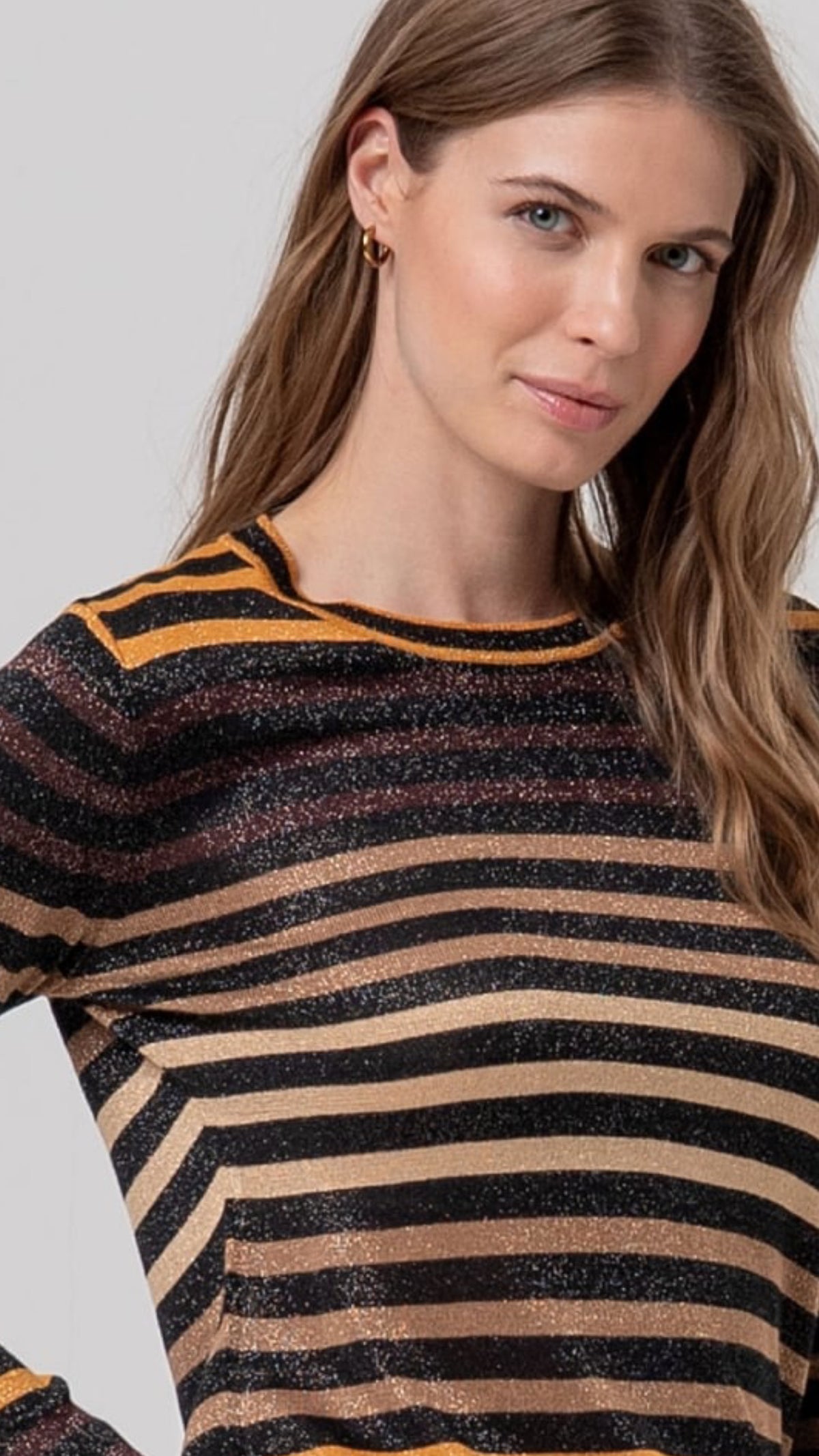 Jersey de cuello redondo de rayas Negro