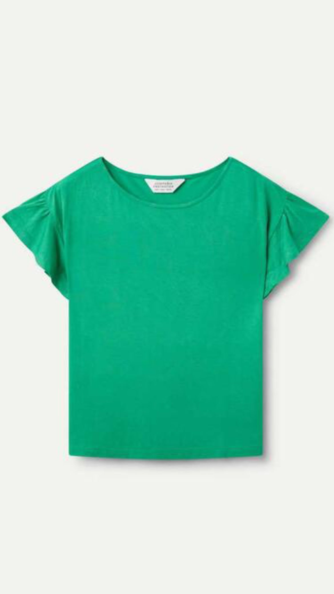 Camiseta manga corta volantes verde