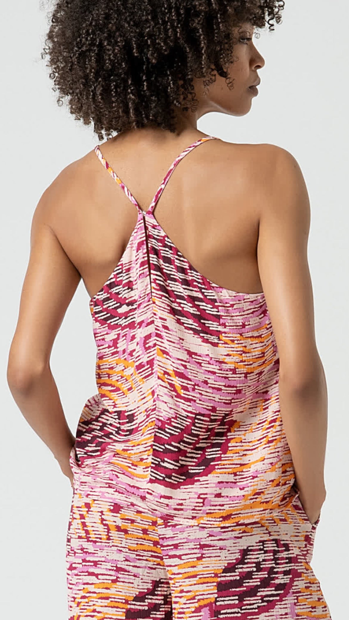 Top de tirantes oversize estampado multicolor