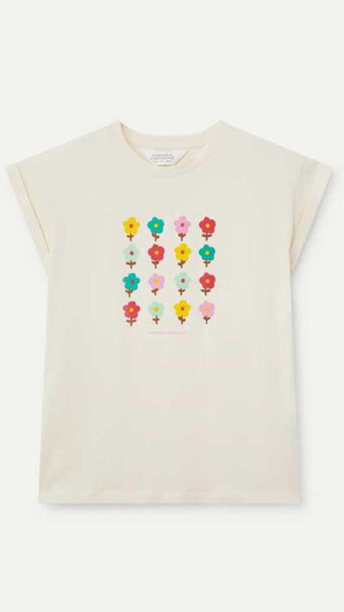 Camiseta print flores blanca