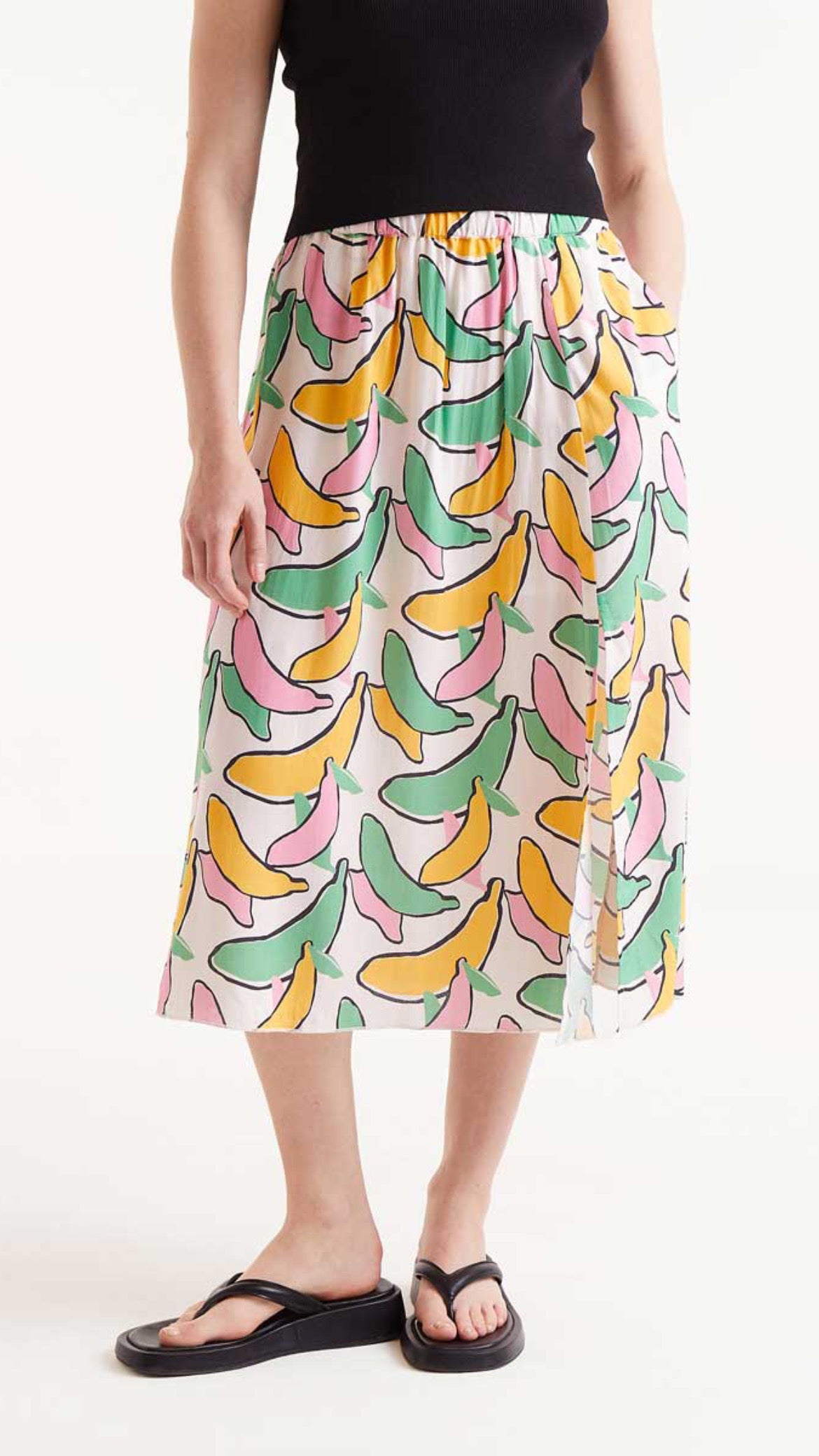 Falda midi estampado Banana