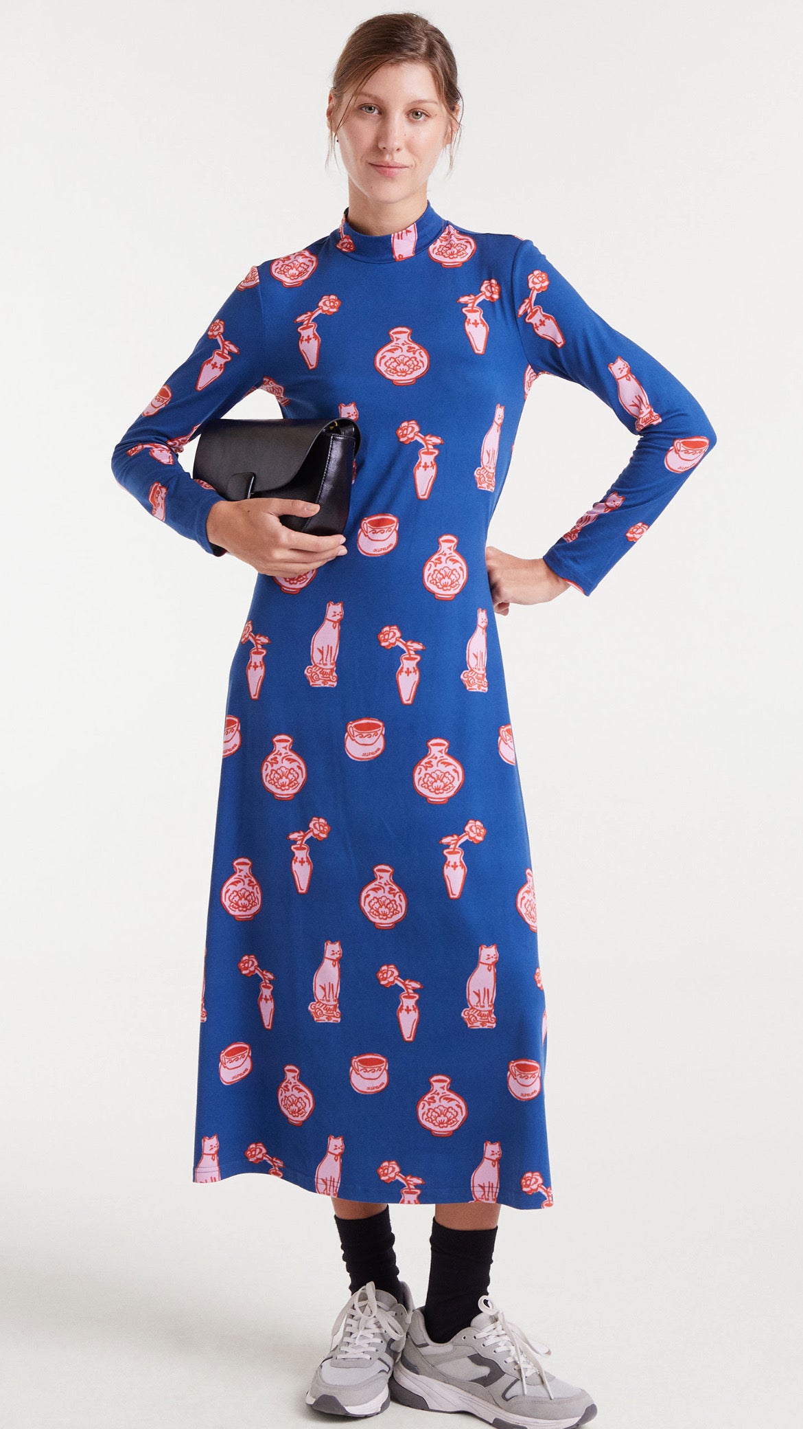 Vestido largo con estampado porcelain