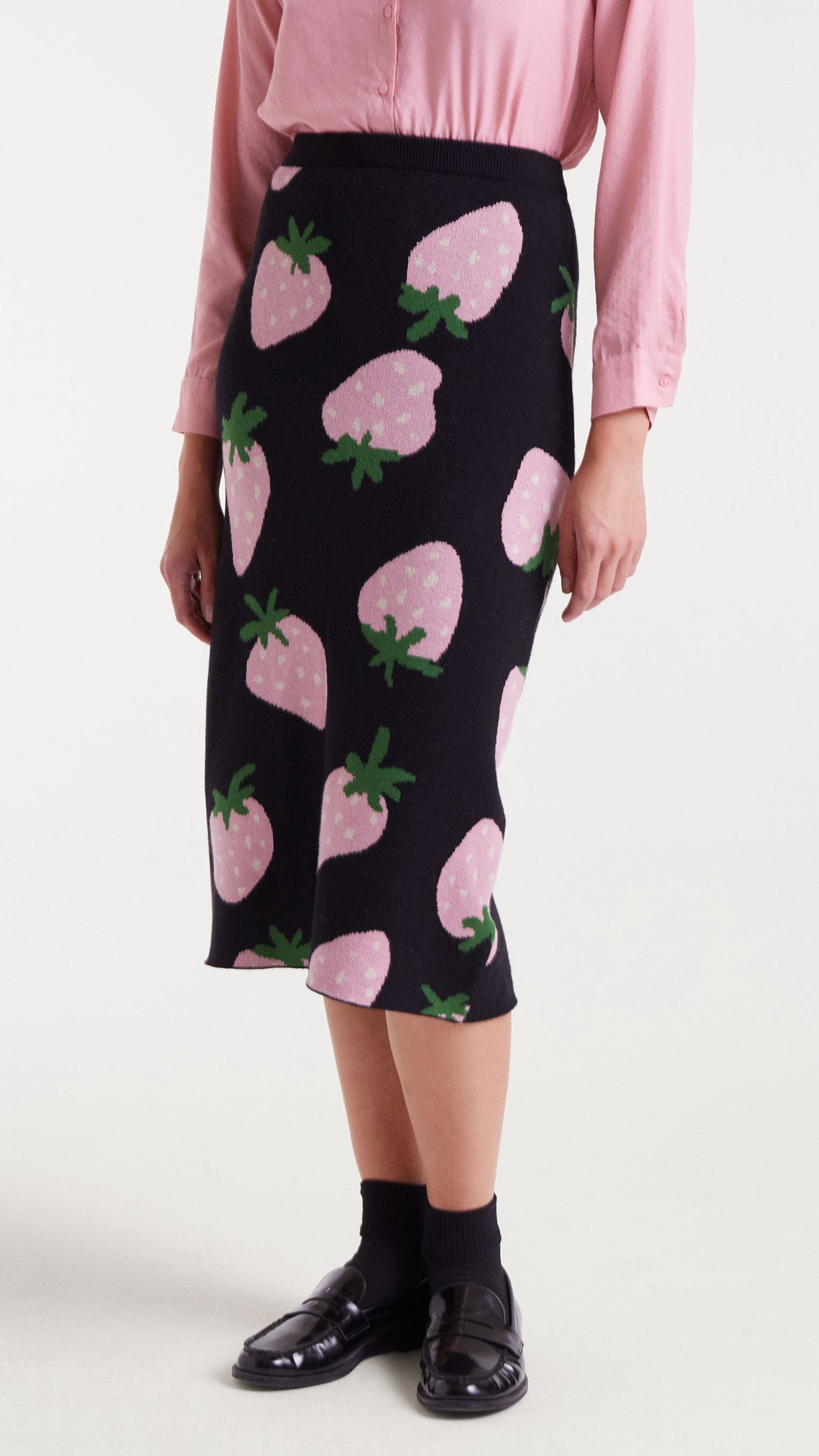 Falda midi jacquard con estampado Morango