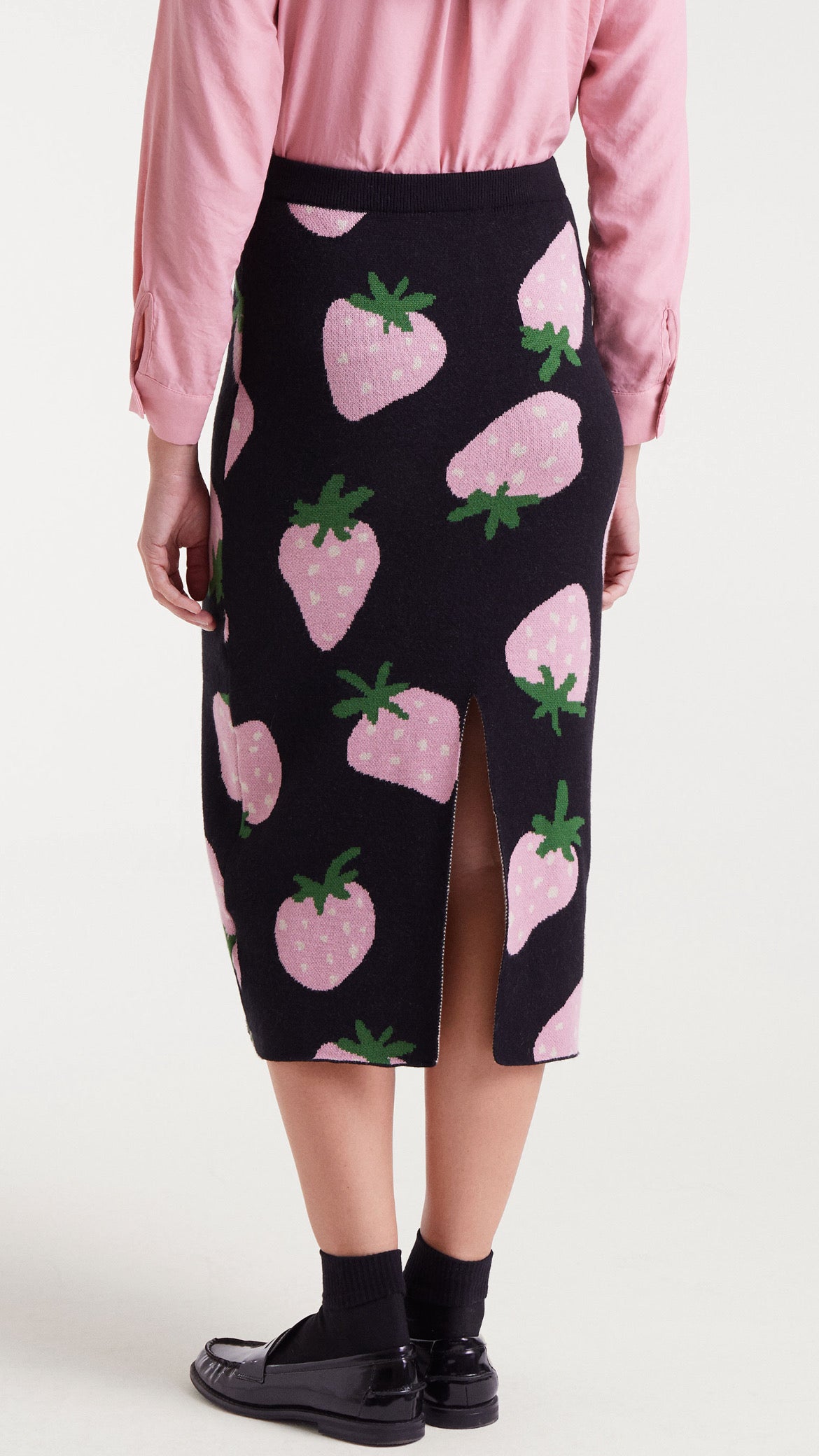 Falda midi jacquard con estampado Morango