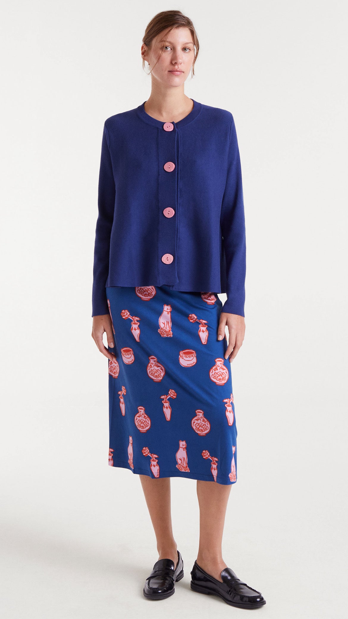 Cárdigan de punto evasé navy blue