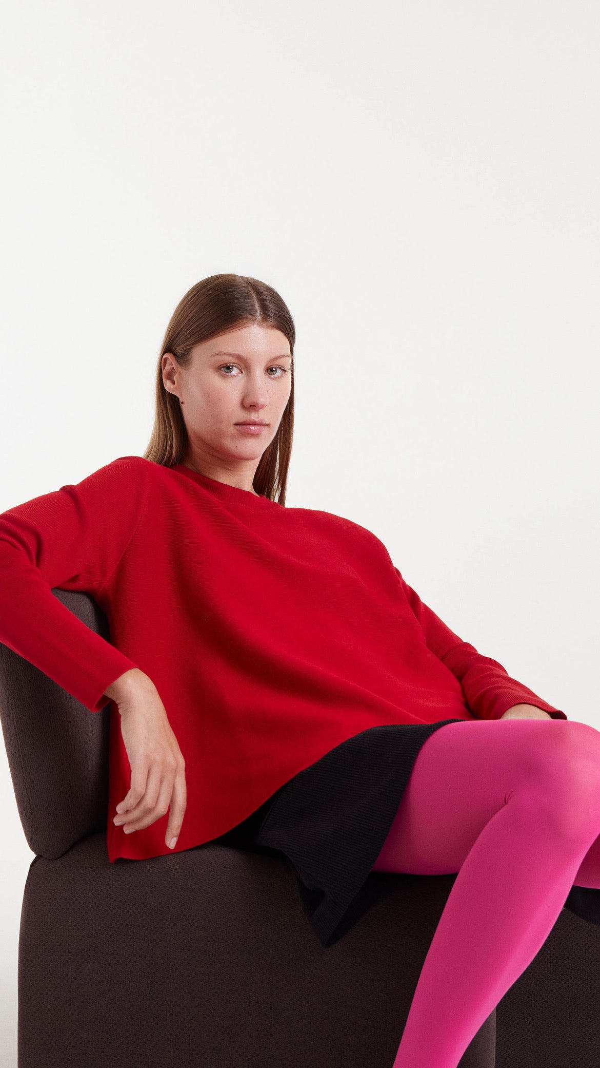 Jersey de punto evasé rojo