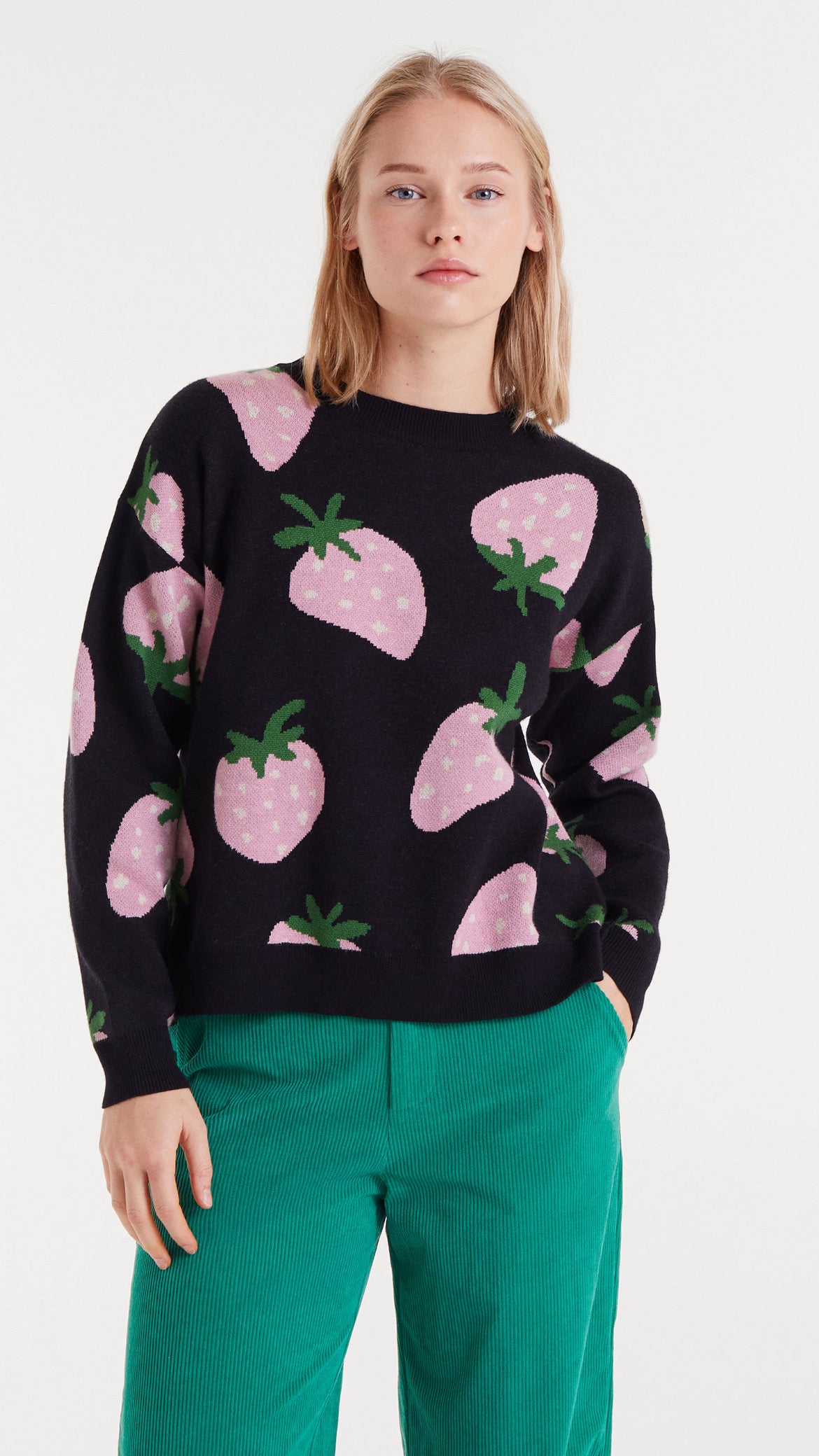 Jersey de punto jacquard con estampado Morango