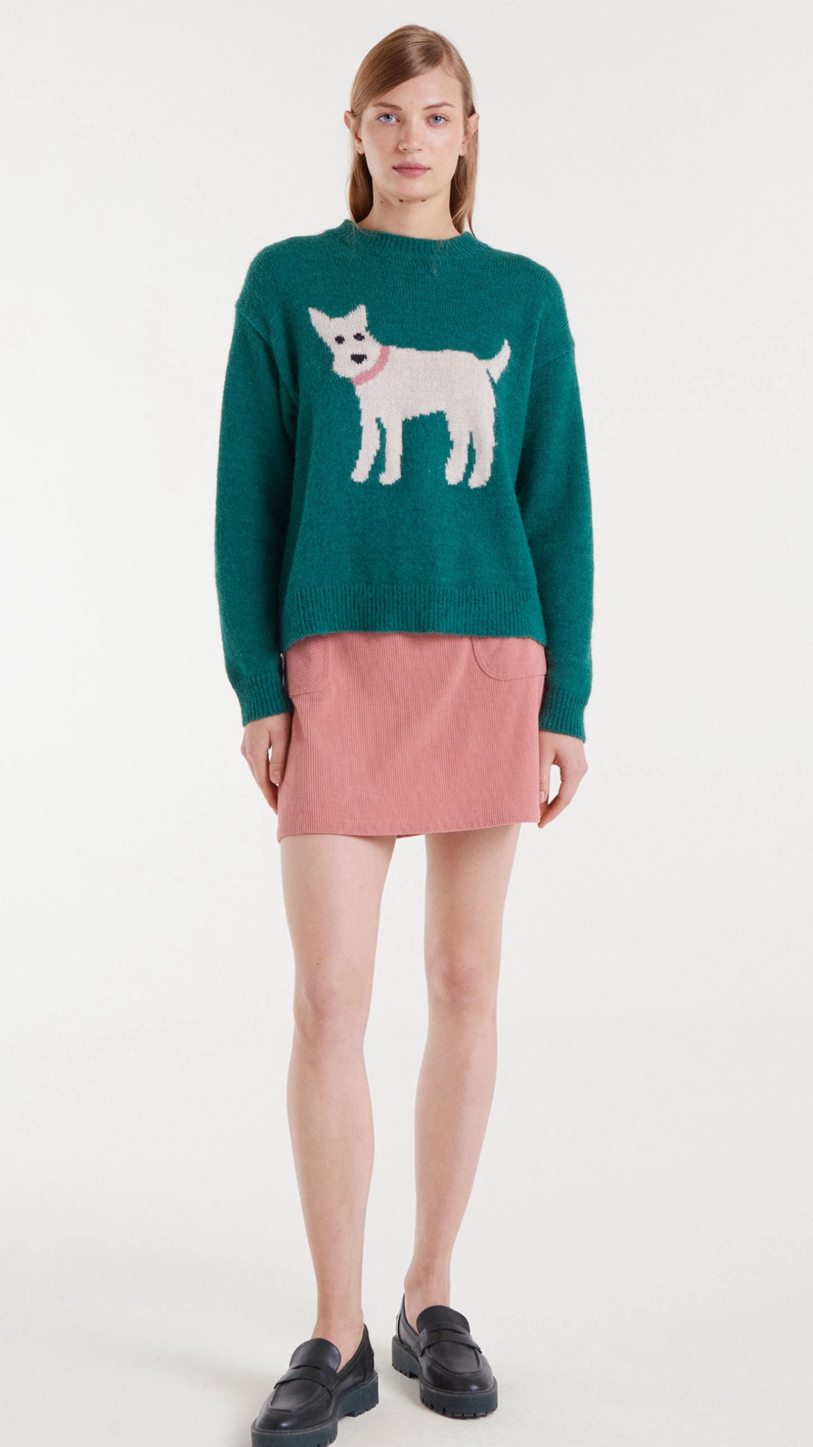 Jersey de punto jacquard con estampado de perro Schnauzer