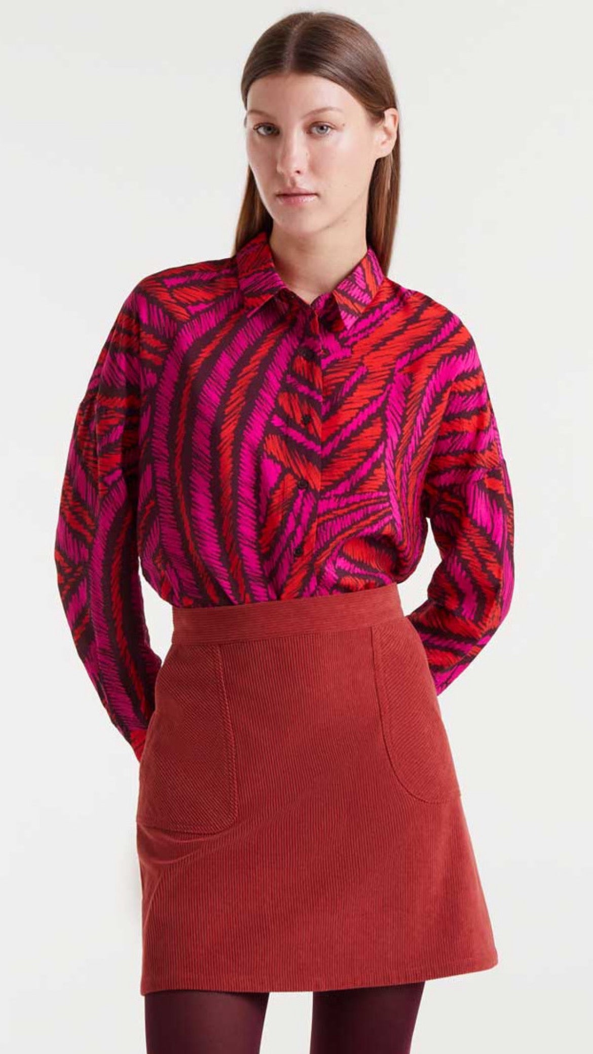 Camisa de crepé ligero con estampado Fedora