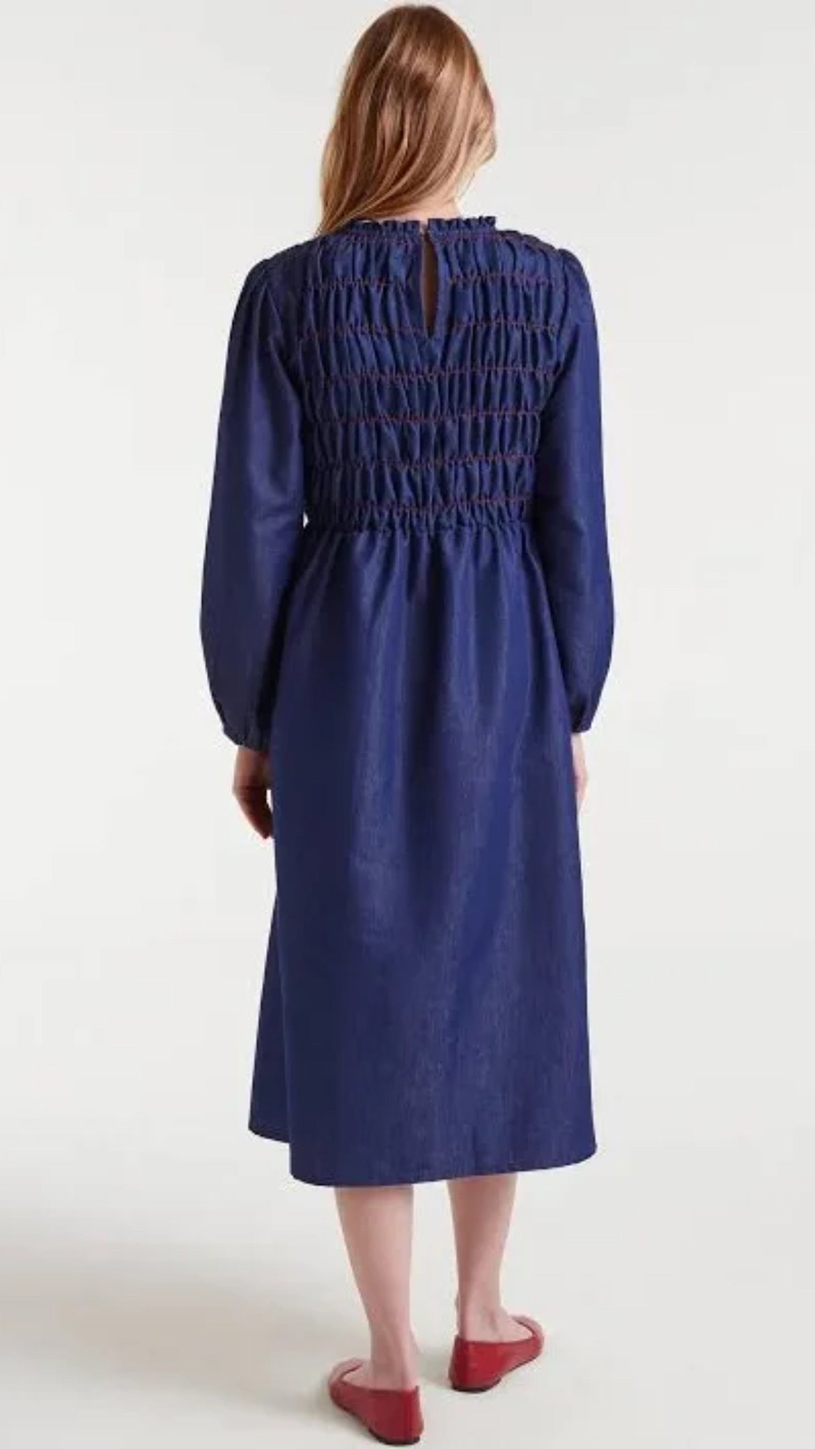 Vestido midi 100% algodón chambray azul