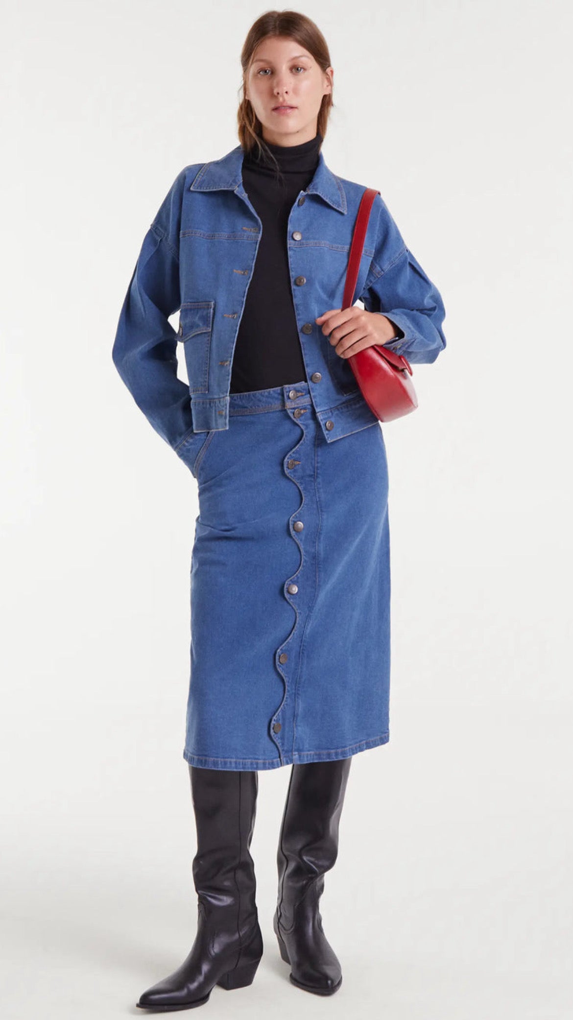 Falda azul denim