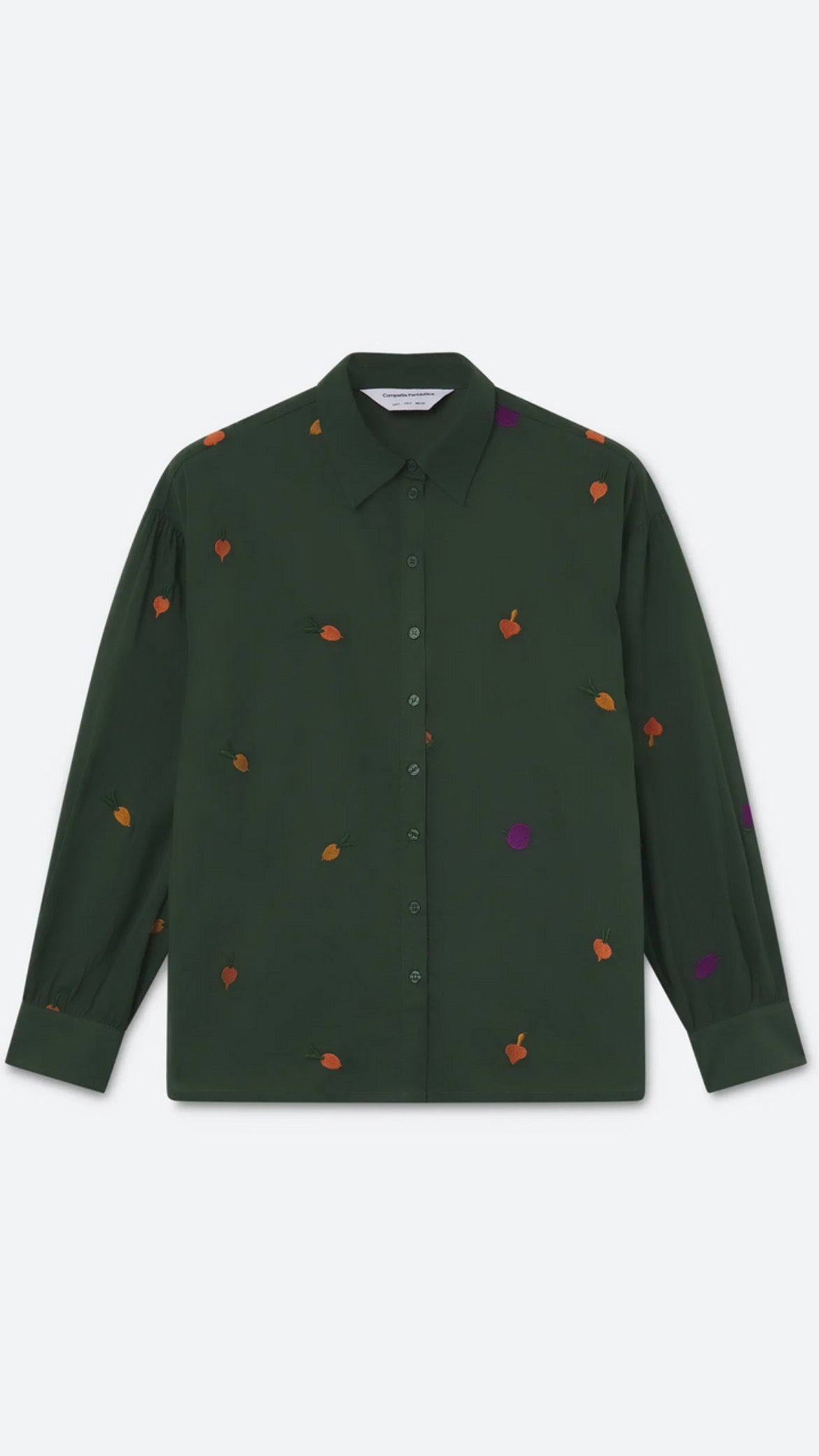 Camisa 100% algodón con bordados vegetales