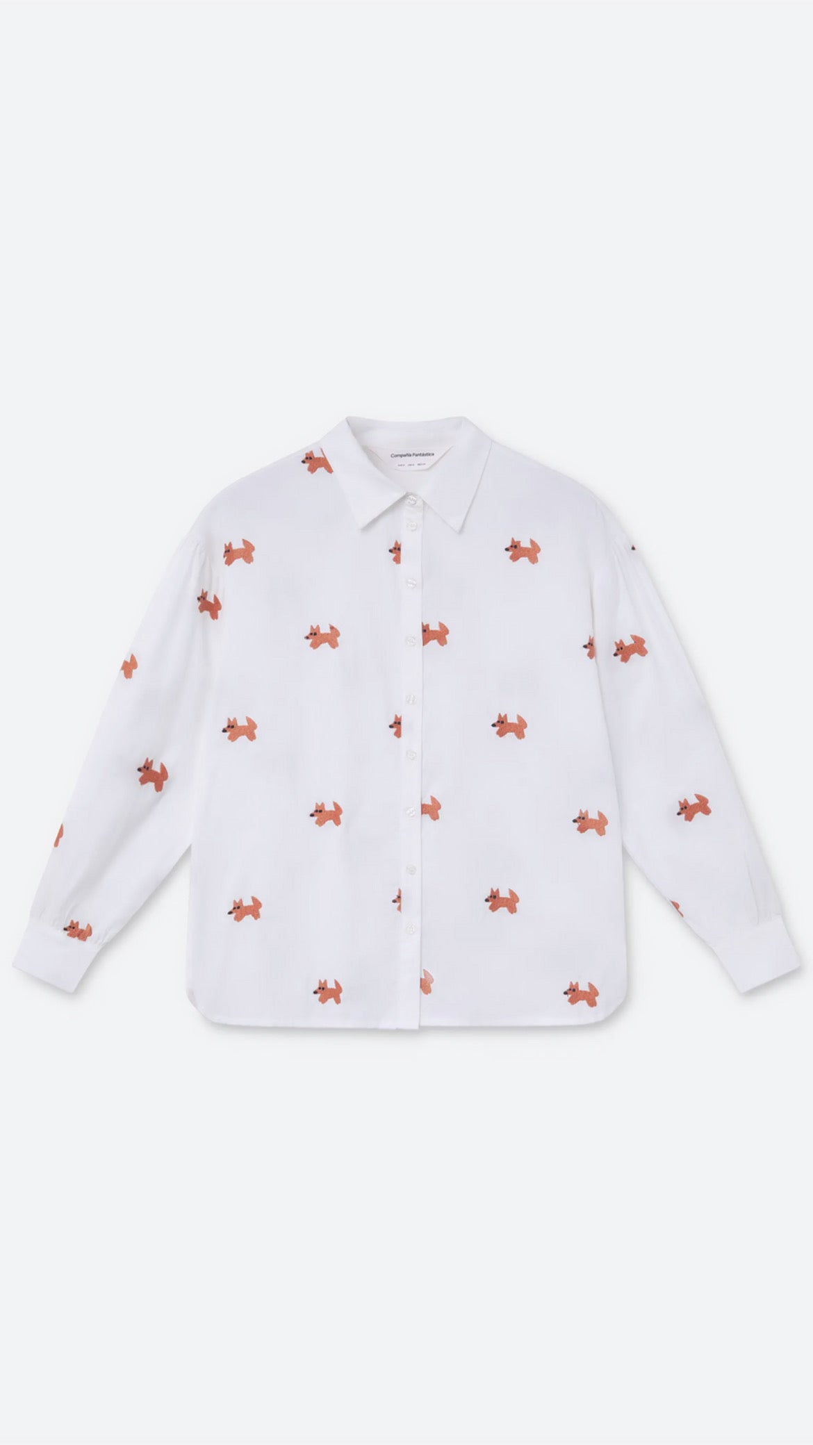 Camisa 100% algodón con bordado de zorritos