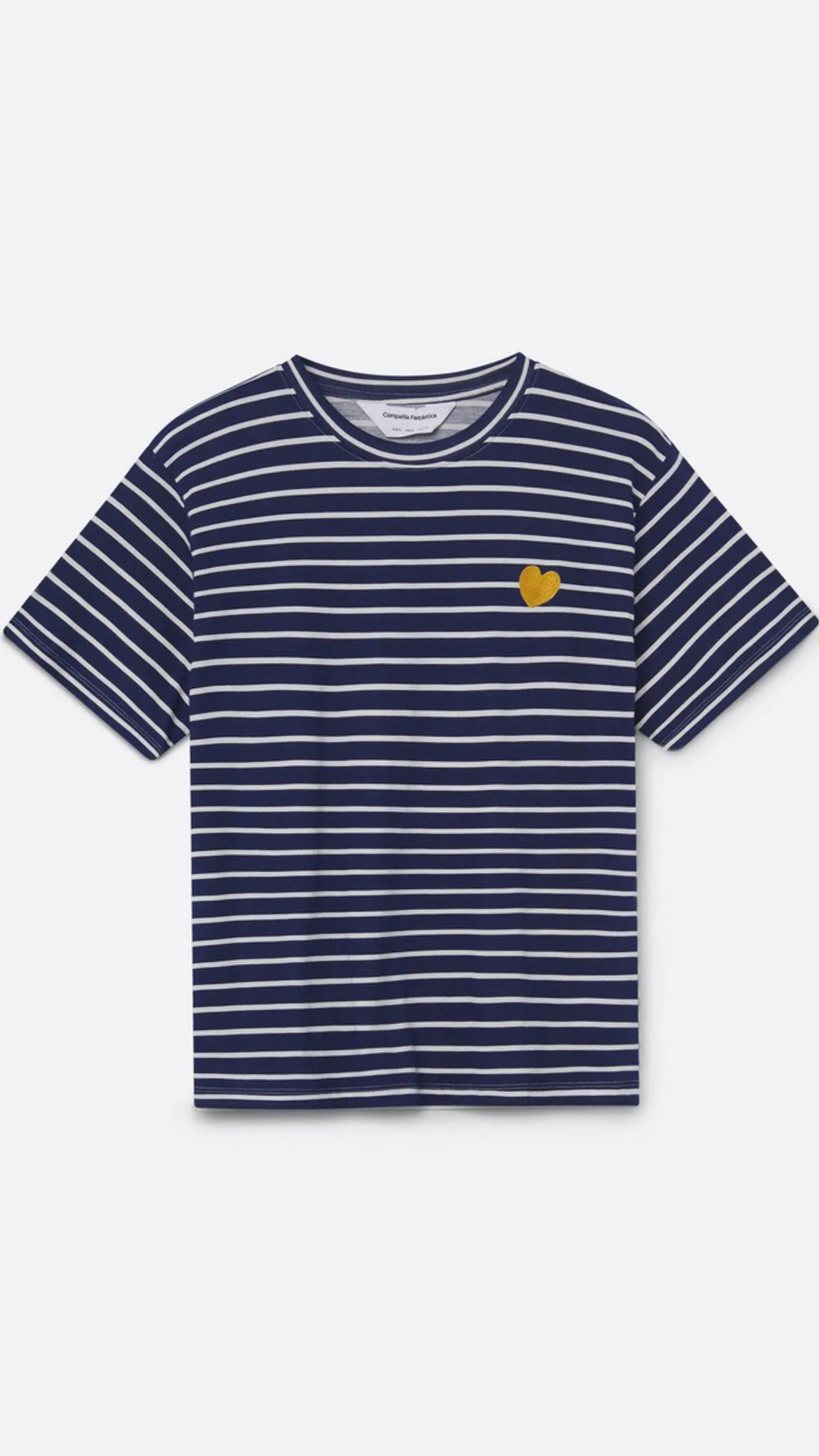 Camiseta 100% algodón con estampado de rayas azul marino