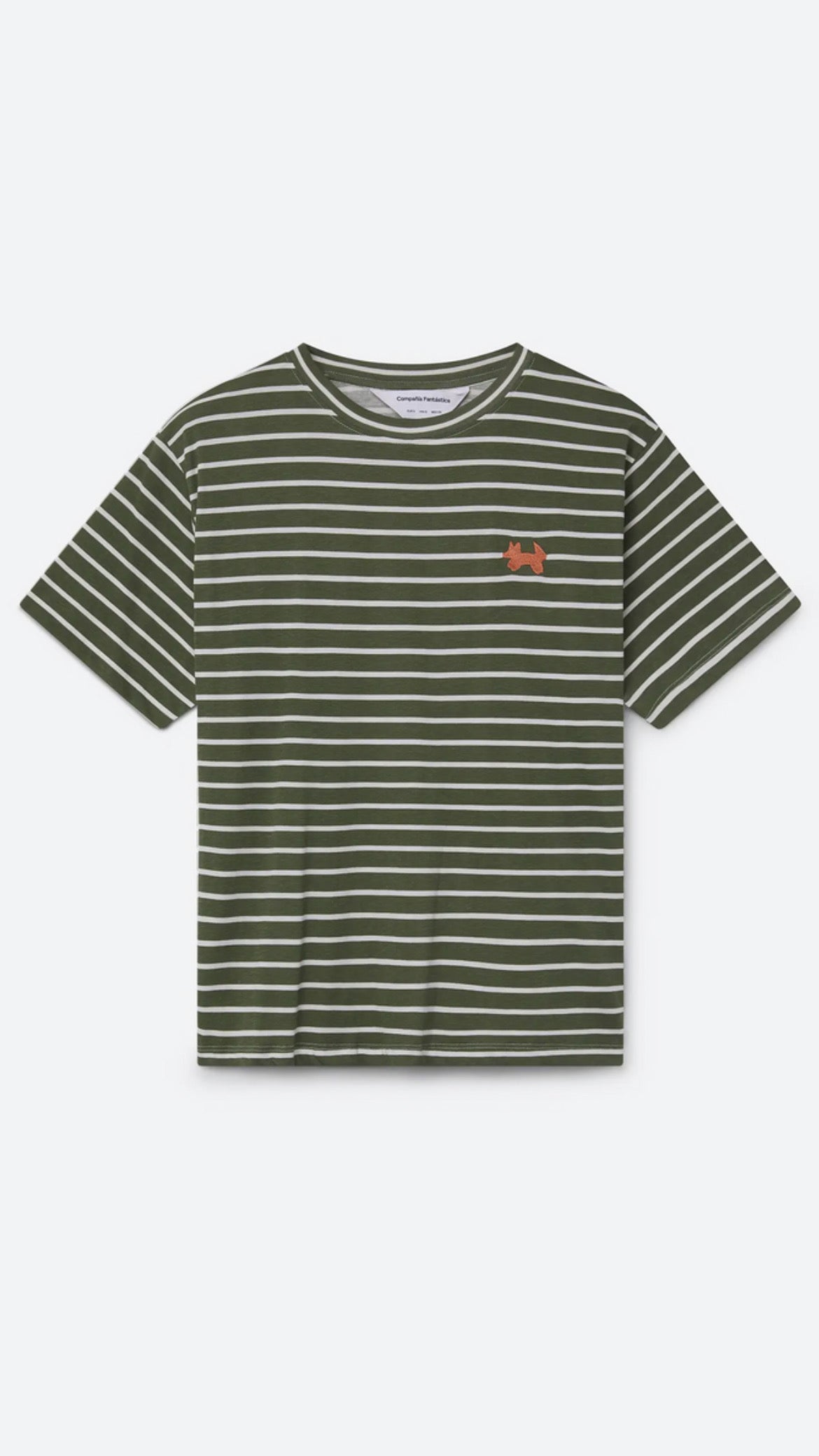 Camiseta 100% algodón con estampado de rayas verde oliva