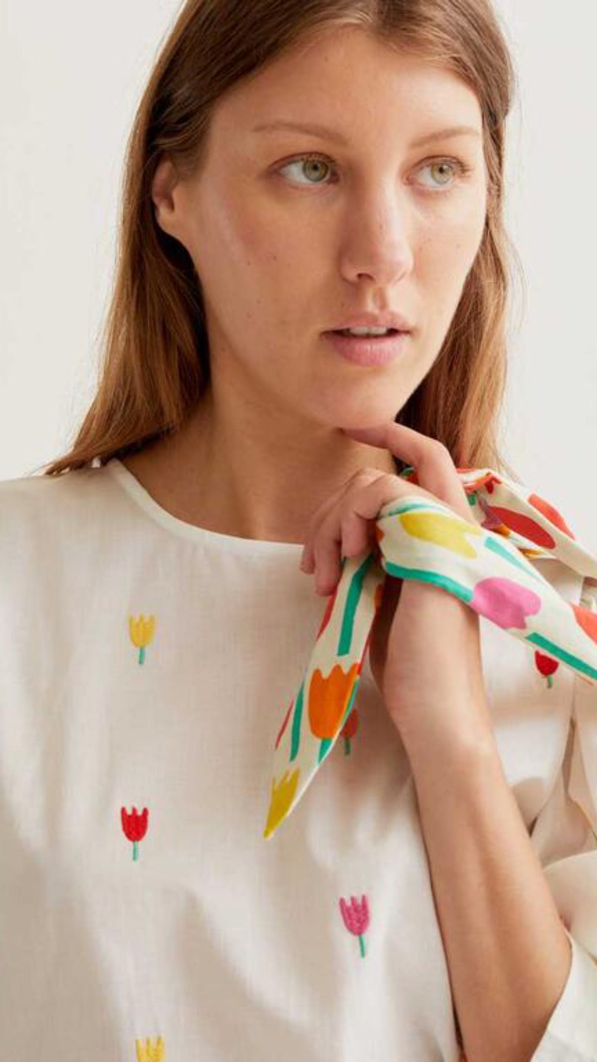 Top 100% algodón con estampado Multi Tulip