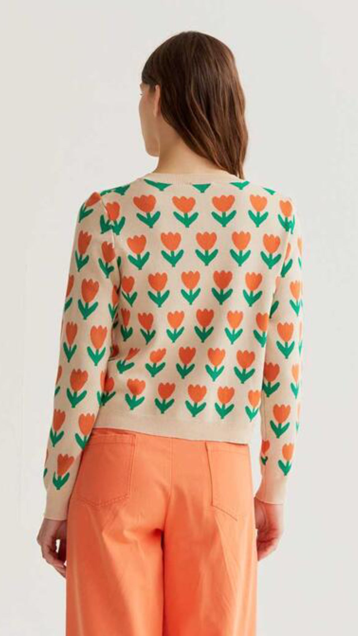 Cárdigan punto con estampado Orange Tulip