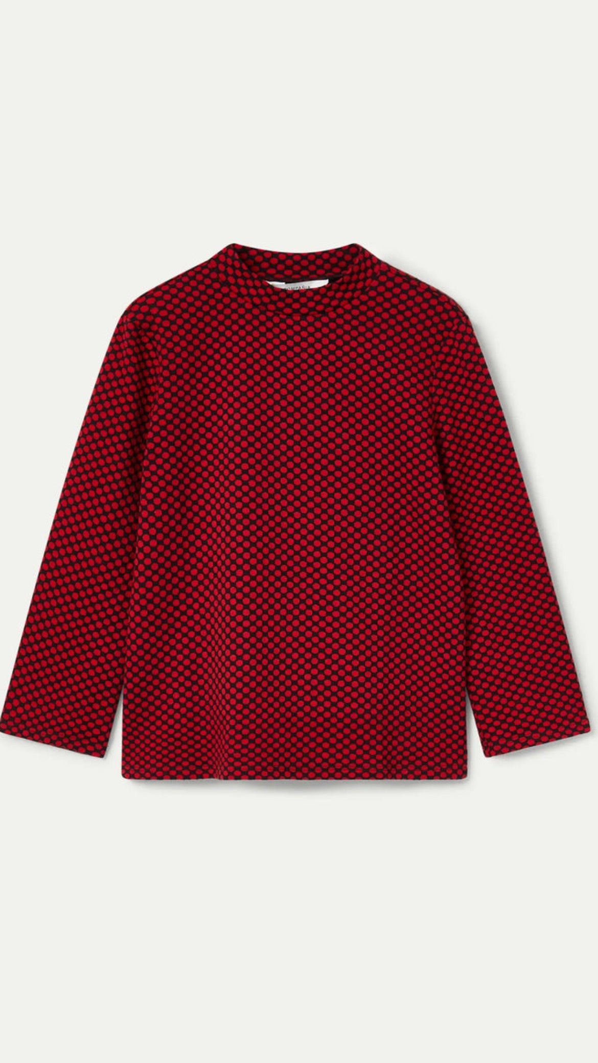 Top de punto estampado jacquard rojo