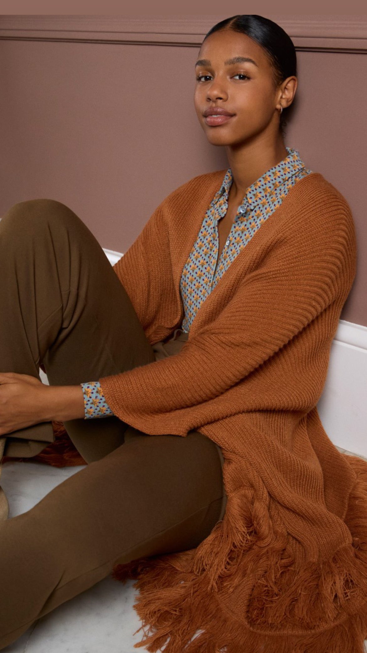 Camisa elástica con micro estampado vintage azul