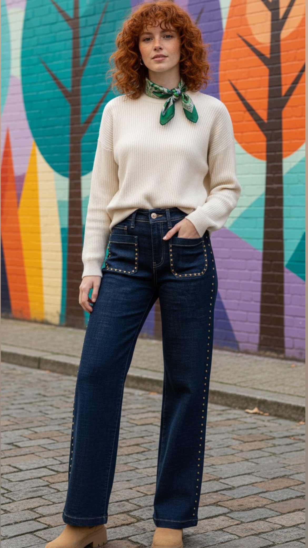 Jeans Tachuelas Oscuro