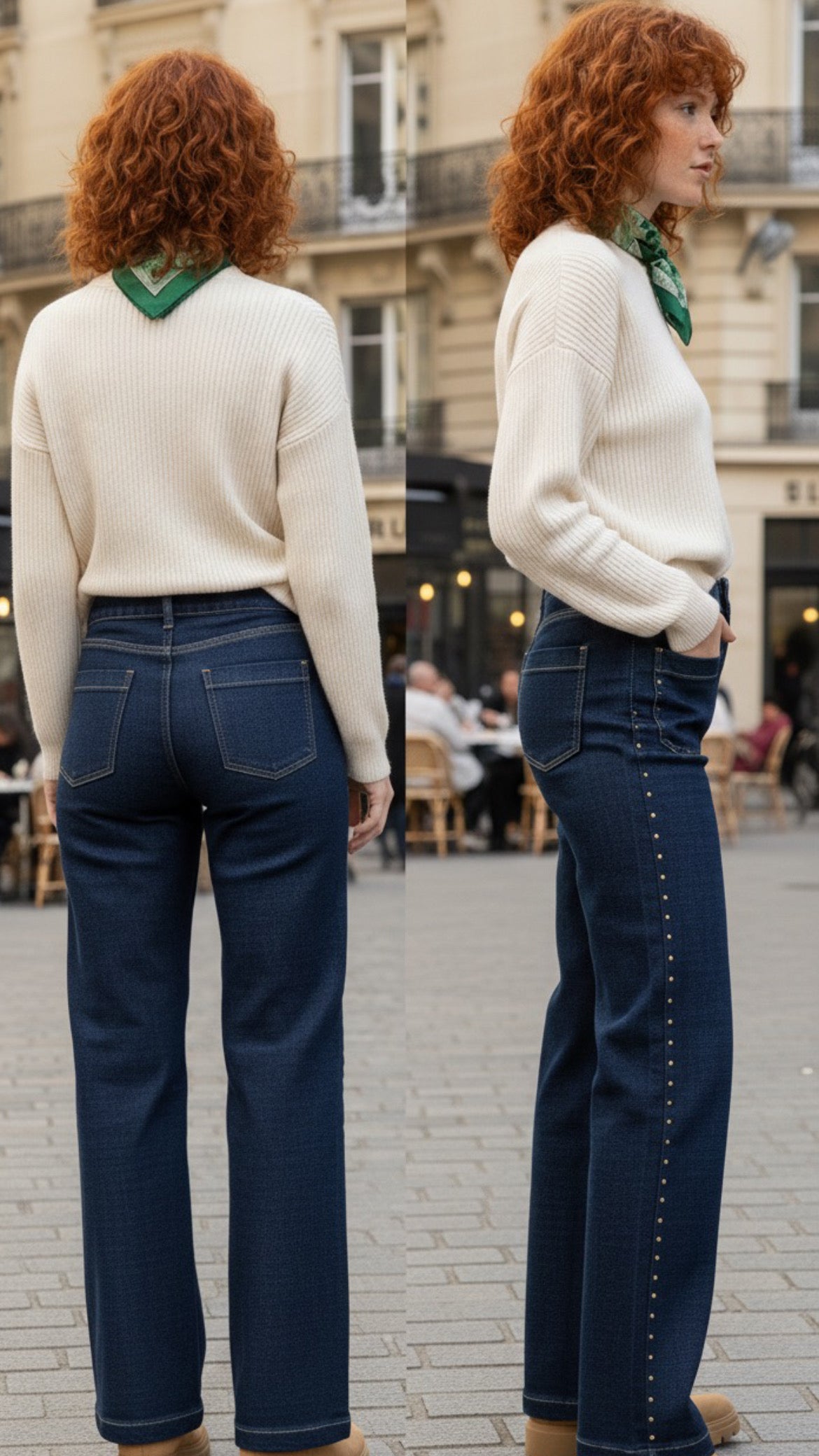 Jeans Tachuelas Oscuro