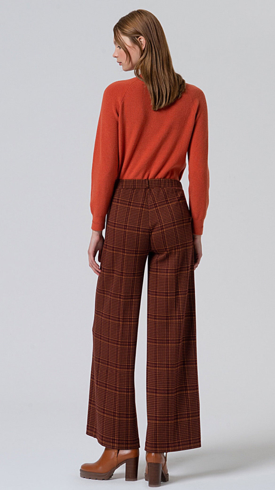 Pantalón wide leg de jacquard Teja