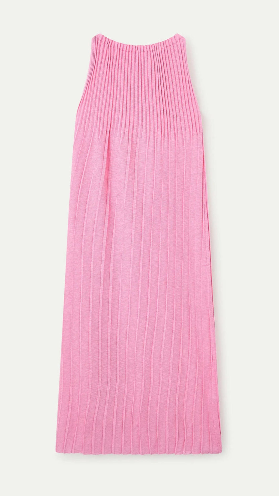 Vestido largo plisado rosa