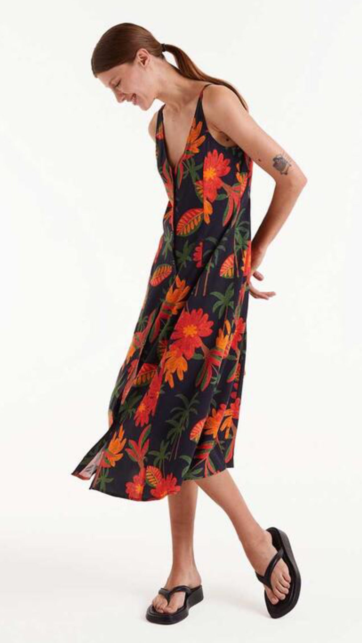Vestido midi estampado floral Famara