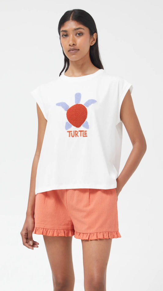 Camiseta print tortuga blanca
