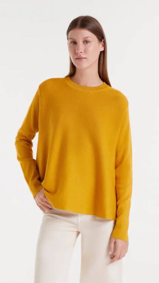 Jersey de punto evasé mostaza