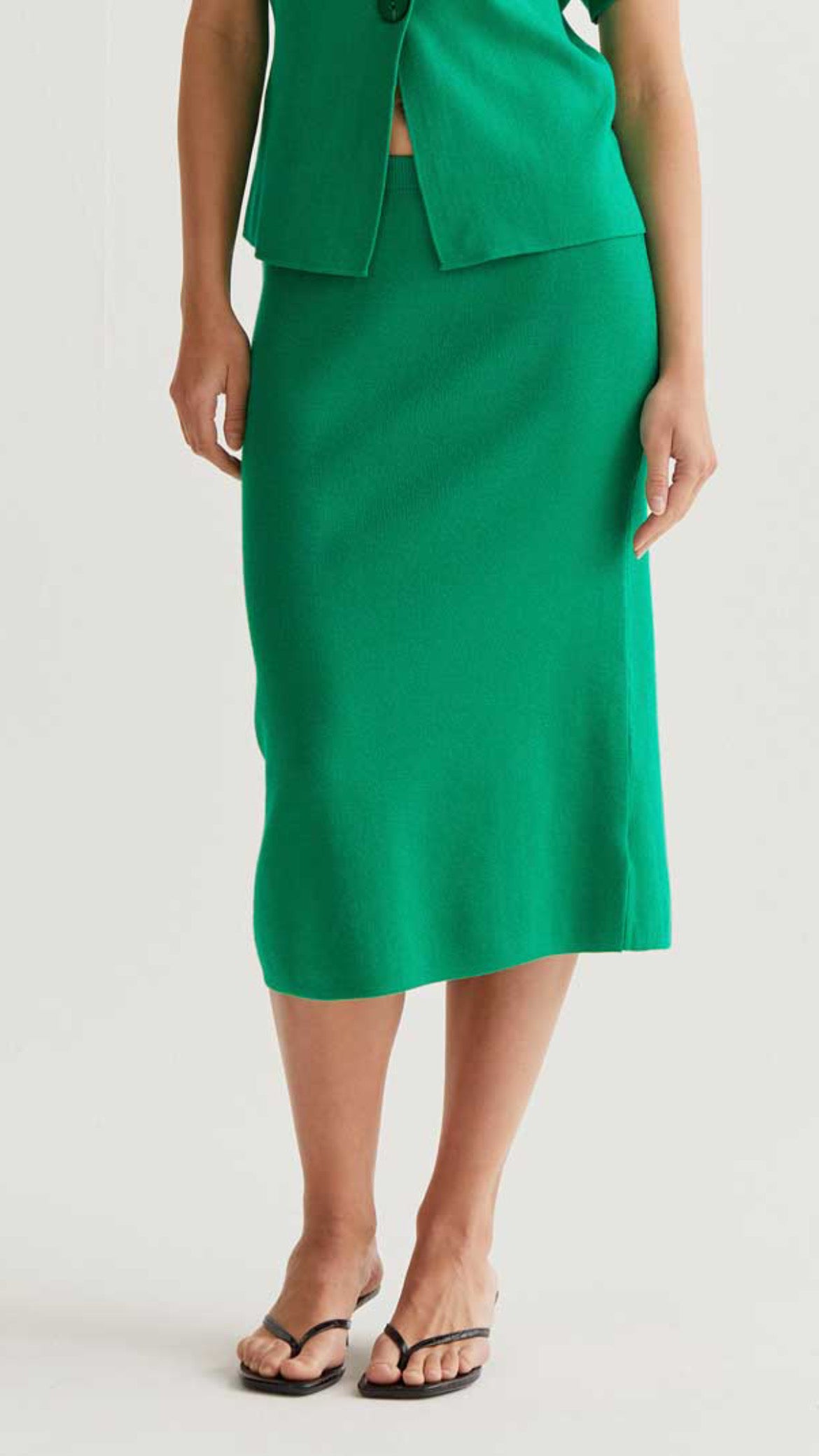 Falda midi punto verde