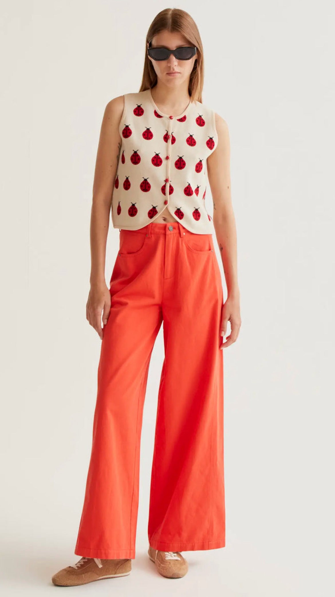 Top de punto estampado Red Coccinella