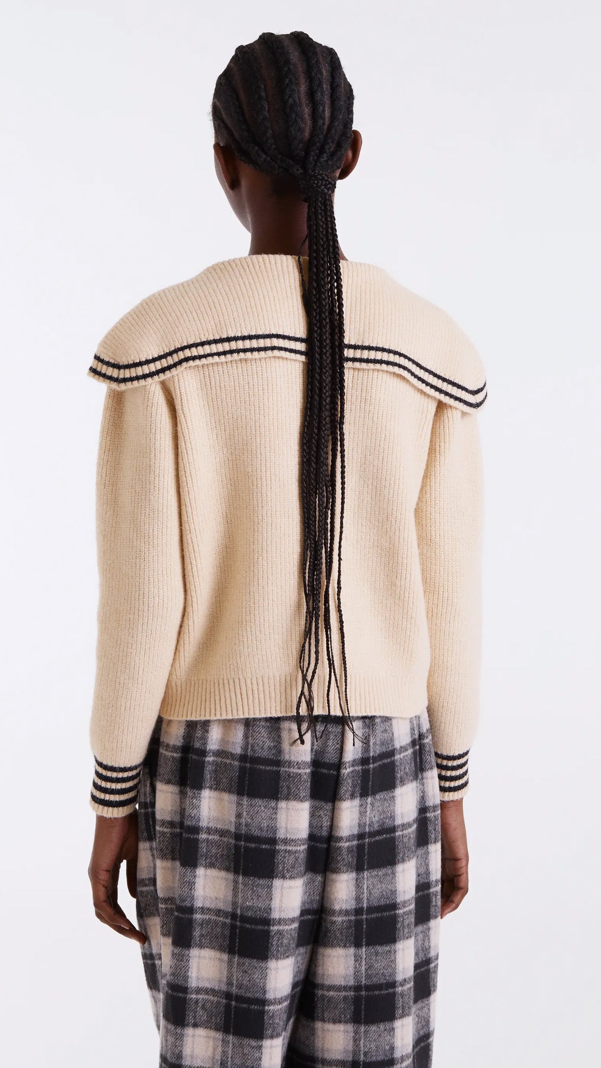 Cárdigan cuello marinero beige