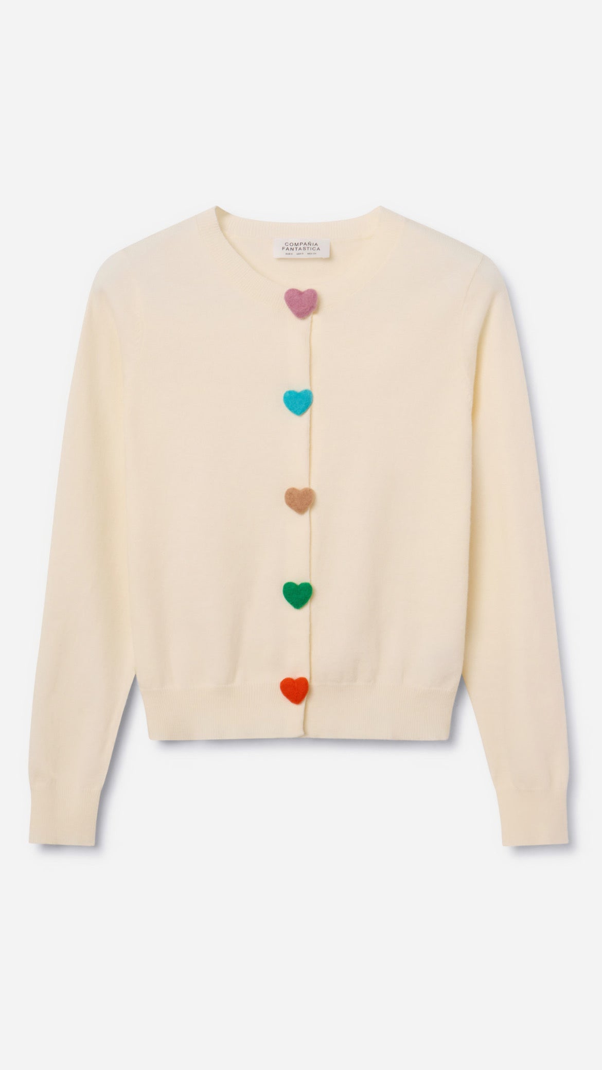 Cárdigan punto con detalle de corazones blanco