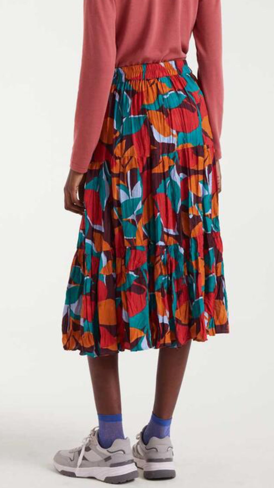Falda midi crepé ligero con estampado Ponciano