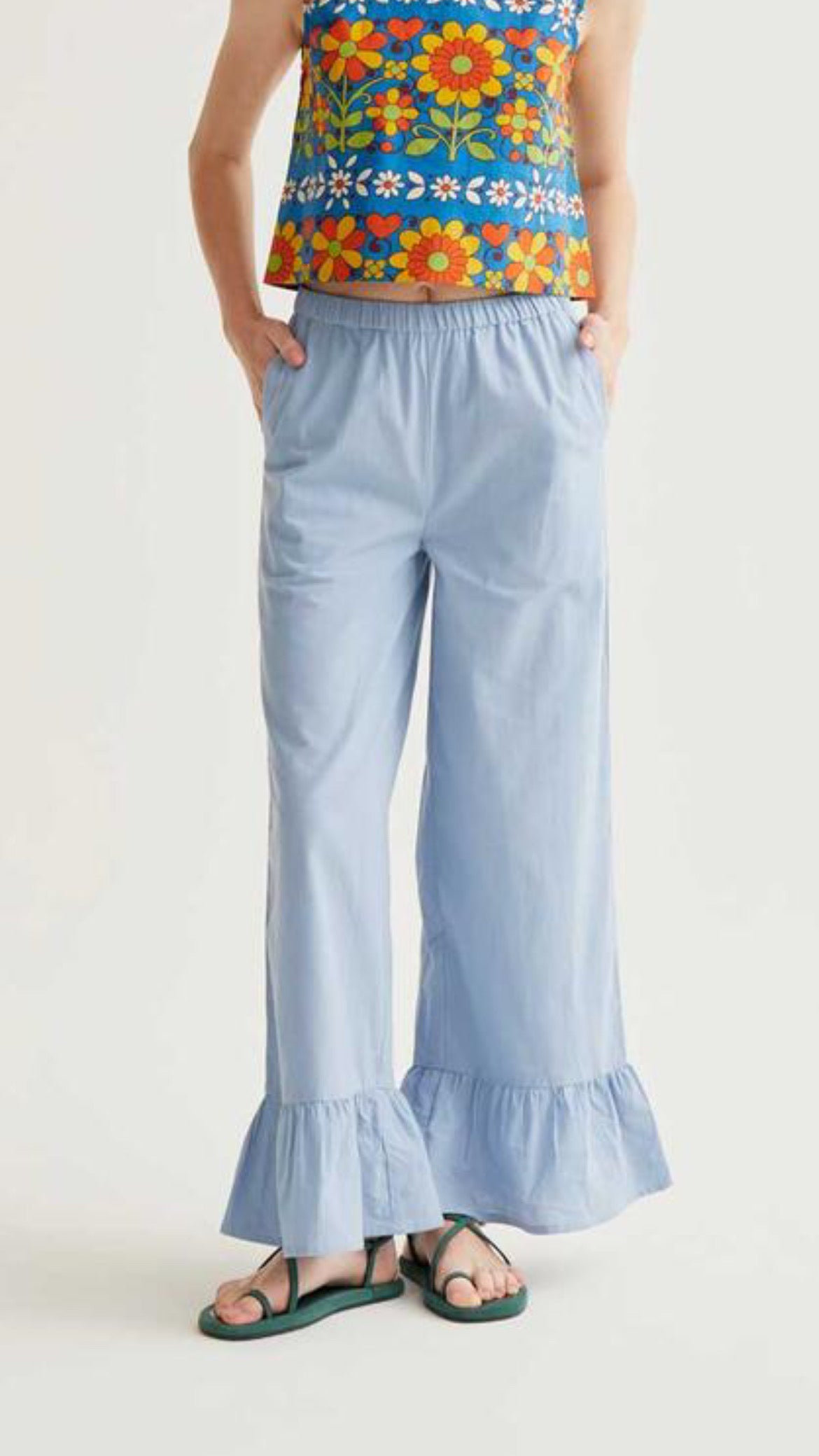 Pantalón 100% algodón azul claro