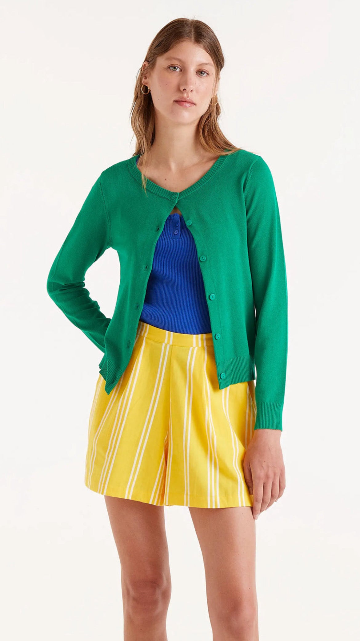Cárdigan punto fino verde