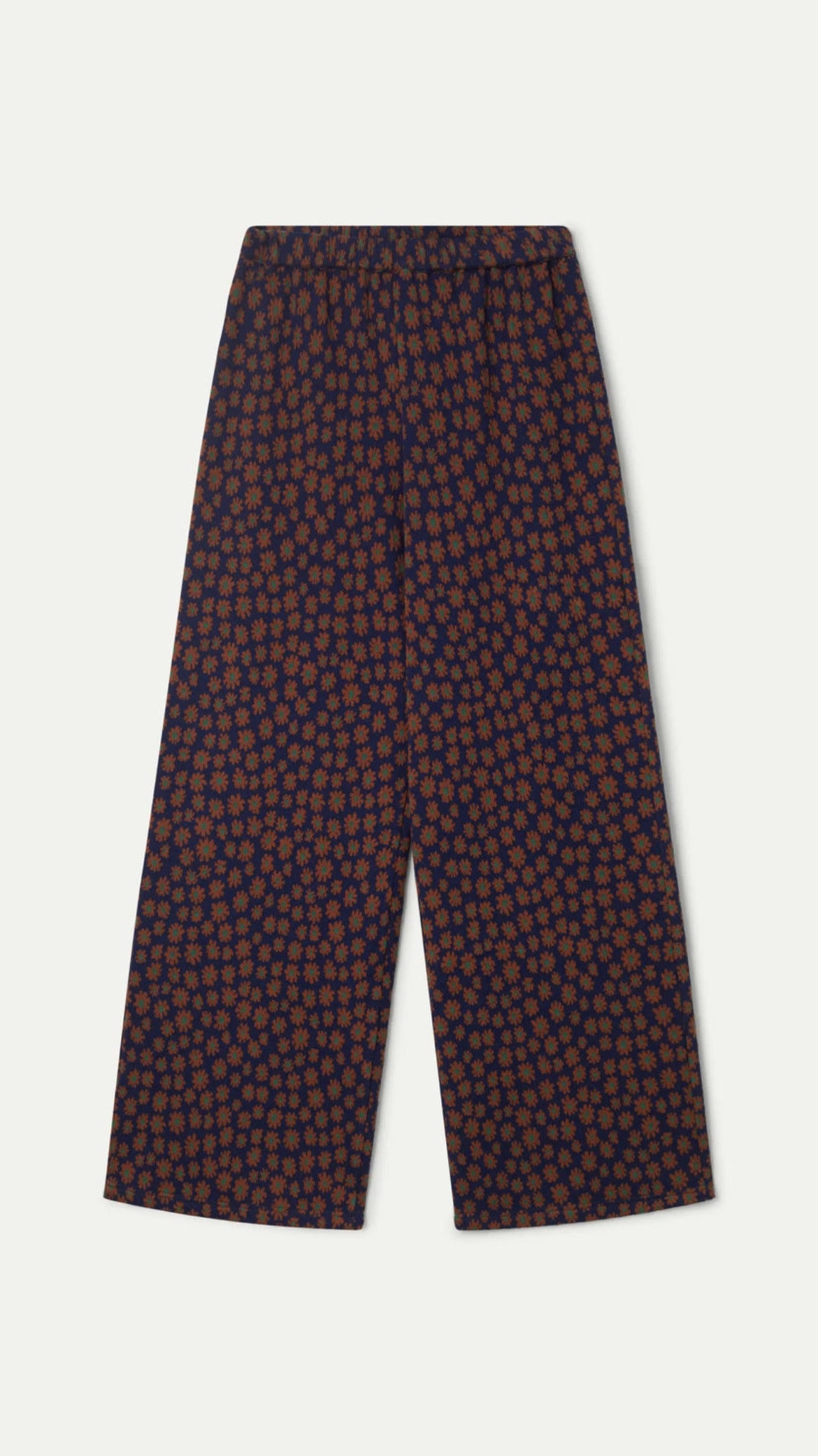 Jacquard knit trousers with blue floral print